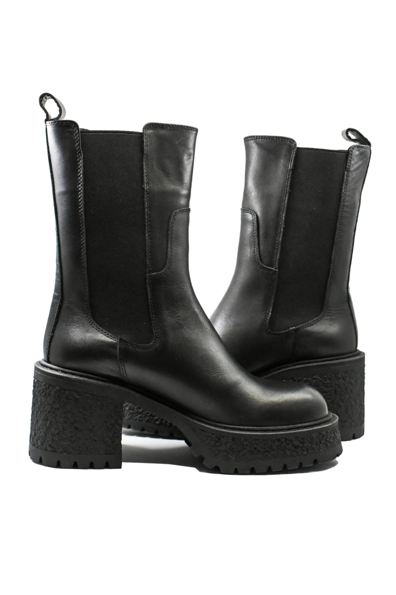 Imagine Ghete damă model Chelsea cu platformă, negre, din piele naturală GOR8330