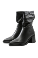 Imagine Ghete damă stil ciocate cu carâmb încrețit, negre, din piele naturală KOR2930