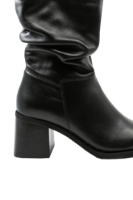 Imagine Ghete damă stil ciocate cu carâmb încrețit, negre, din piele naturală KOR2930