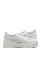 Imagine Pantofi sport dama albi din piele naturală, cu broșă libelulă argintie REMD1C03-82