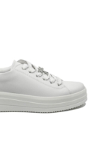 Imagine Pantofi sport dama albi din piele naturală, cu broșă libelulă argintie REMD1C03-82