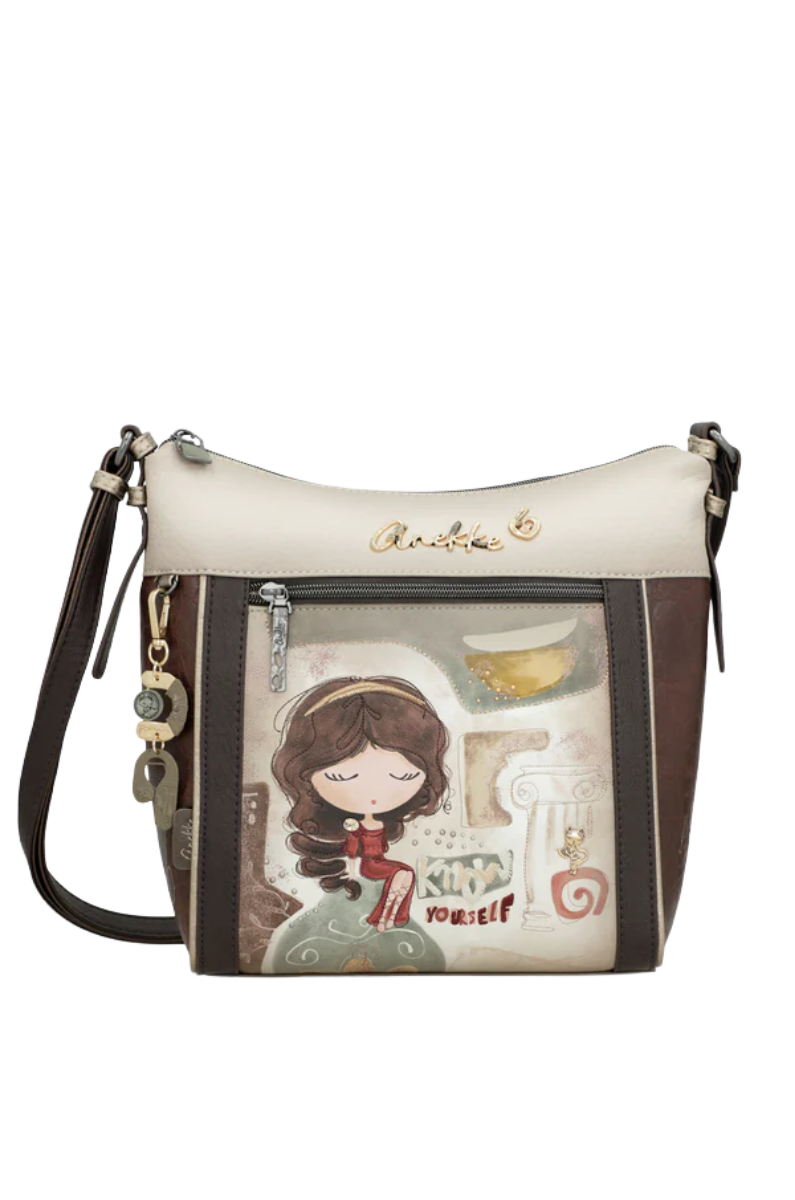 Imagine Poșetă crossbody dimensiune mare, maro, colecția Muse, 42703-007