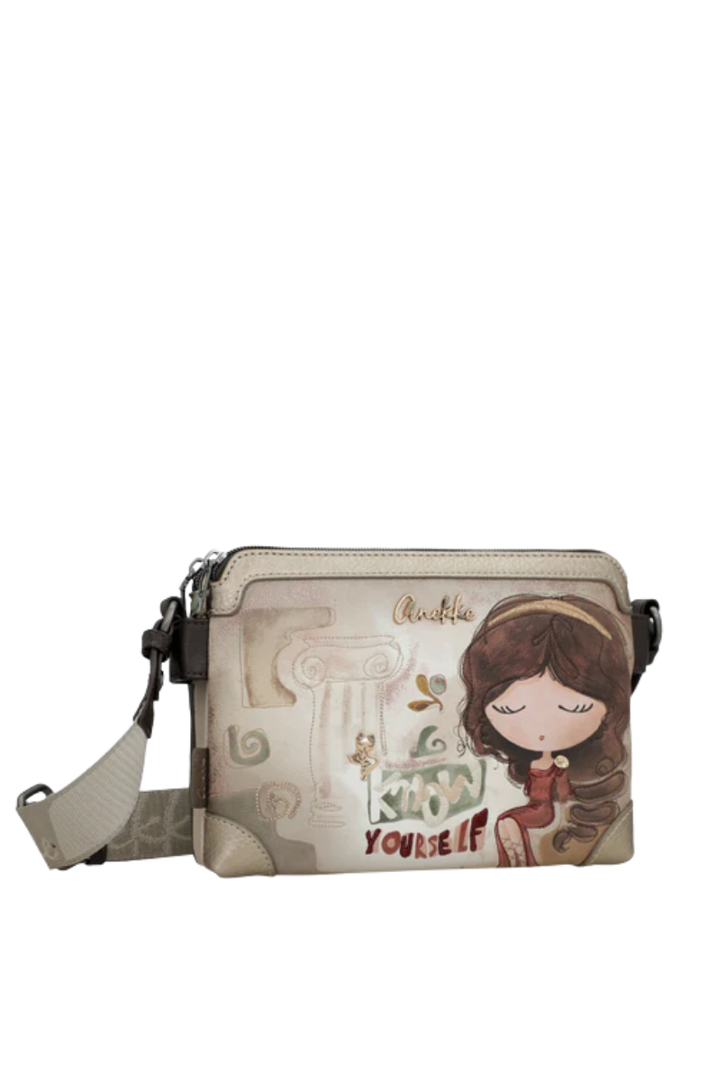 Imagine Poșetă crossbody triplu-compartiment, gri, colecția Muse, 42703-160