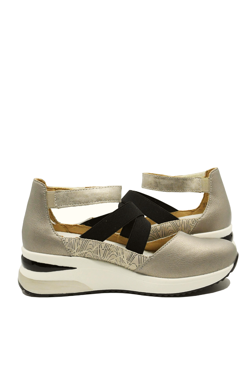 Imagine Pantofi casual damă auriu metalizat, din piele naturală REMD2411-90