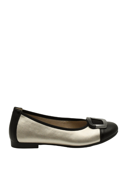 Imagine Balerini din piele naturală, aurii cu accente negre REMD0K12-90