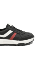 Imagine Pantofi sport negri cu detalii grena și albe, din piele naturală cu granulații FNX5317