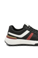 Imagine Pantofi sport negri cu detalii grena și albe, din piele naturală cu granulații FNX5317