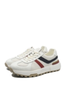 Imagine Pantofi sport albi cu detalii grena și negre, din piele naturală cu granulații FNX5317