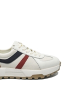 Imagine Pantofi sport albi cu detalii grena și negre, din piele naturală cu granulații FNX5317