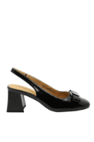 Imagine Pantofi decupați cu vârf pătrat și fundiță, negri din lac GOR6290