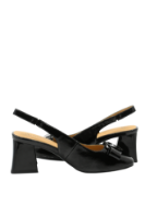 Imagine Pantofi decupați cu vârf pătrat și fundiță, negri din lac GOR6290