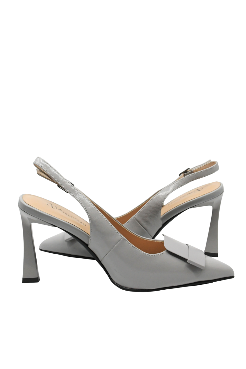 Imagine Pantofi stiletto decupați gri din lac GOR4191