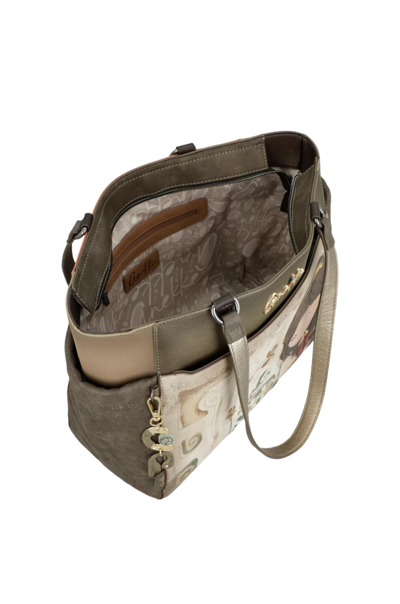 Imagine Geantă de mână cu mânere lungi, khaki colecția Muse, 42702-216