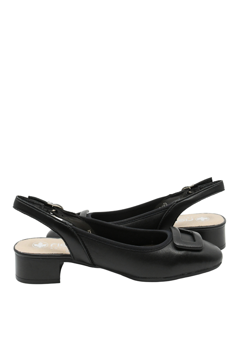 Imagine Pantofi slingback comozi negri din piele naturală RIK43456-00