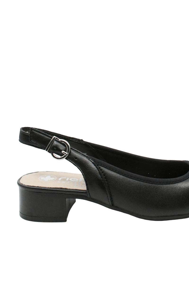 Imagine Pantofi slingback comozi negri din piele naturală RIK43456-00