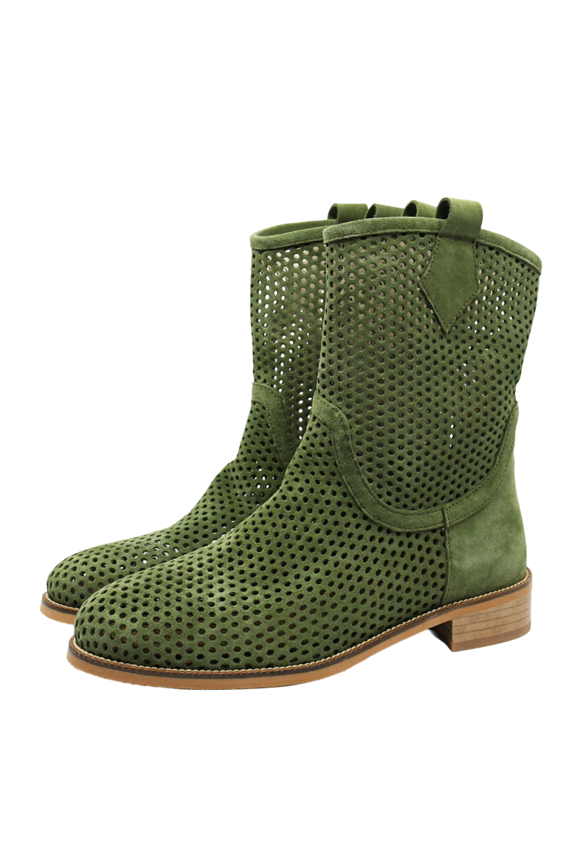 Imagine Ghete de vară verzi perforate din piele întoarsă MIR3952