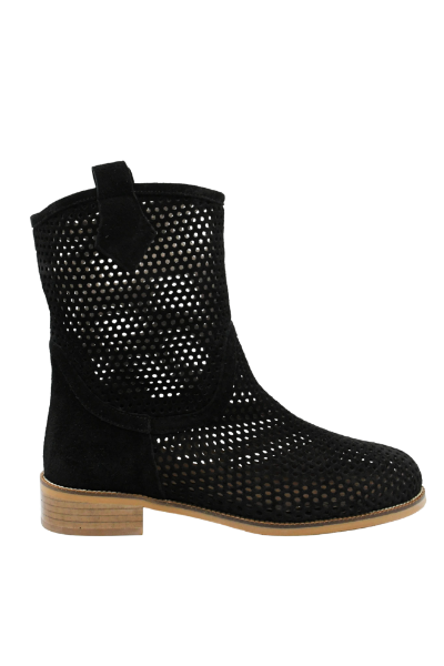 Imagine Ghete de vară negre perforate din piele întoarsă MIR3952