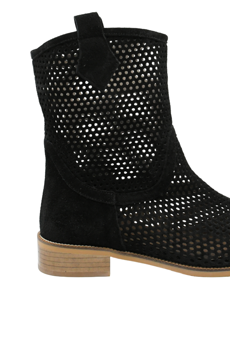 Imagine Ghete de vară negre perforate din piele întoarsă MIR3952