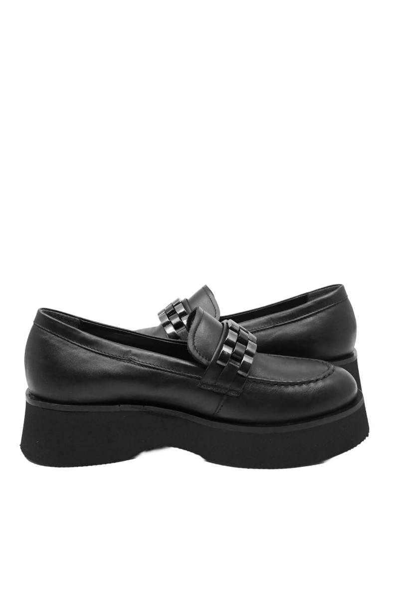 Imagine Loaferi damă cu platformă negri din piele naturală FLO624N