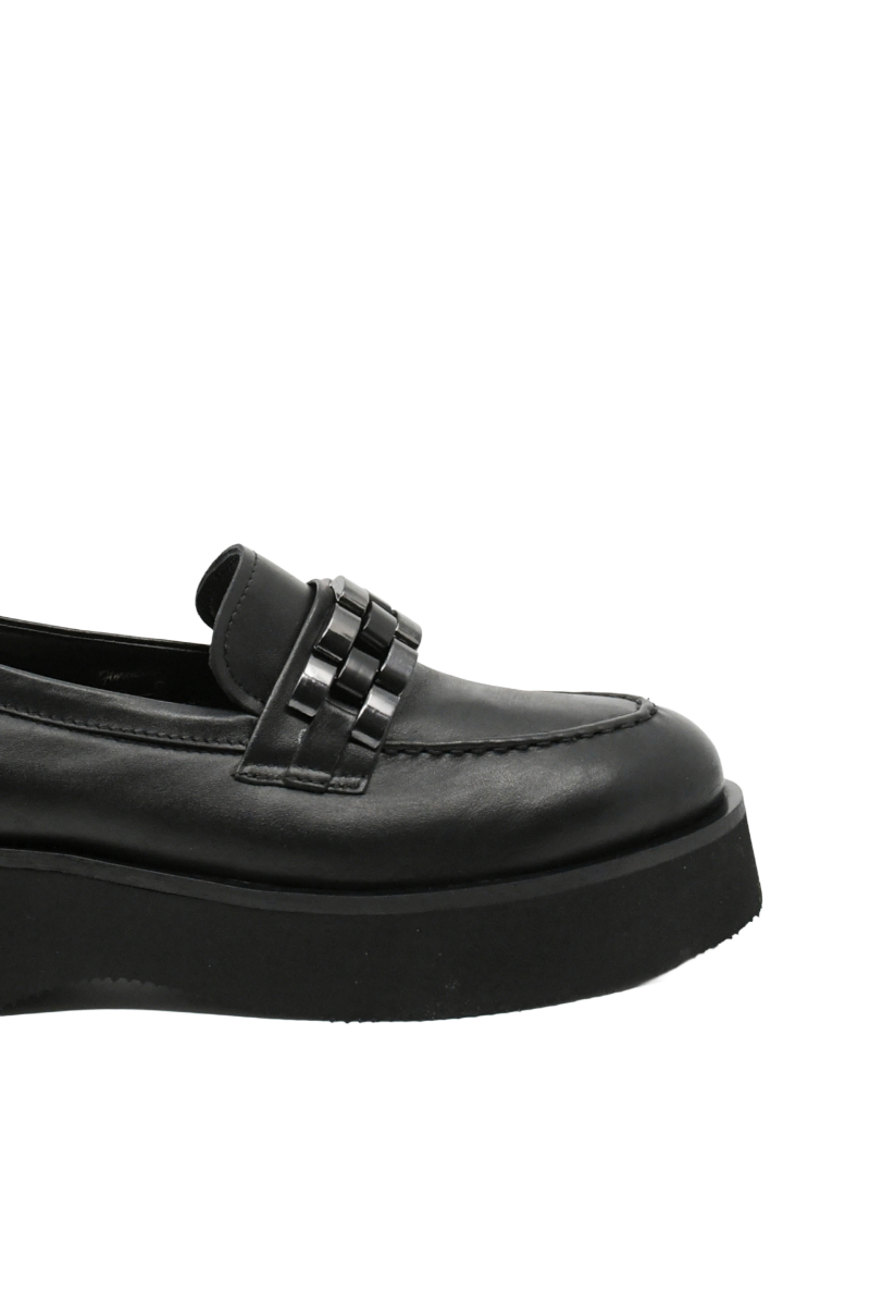 Imagine Loaferi damă cu platformă negri din piele naturală FLO624N