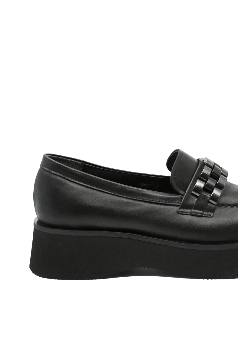 Imagine Loaferi damă cu platformă negri din piele naturală FLO624N