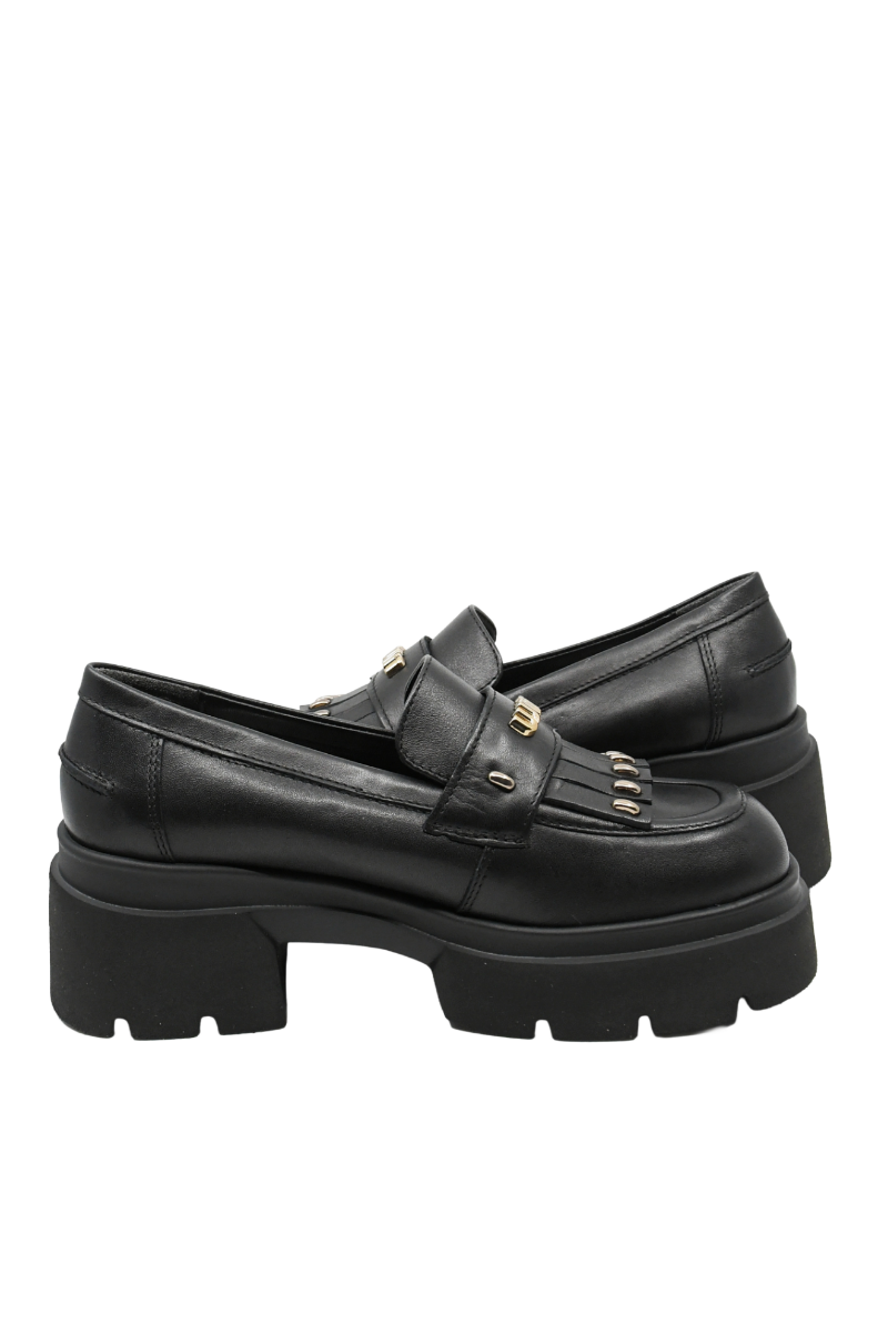 Imagine Loaferi damă cu platformă masivă, negri din piele naturală FLO144N