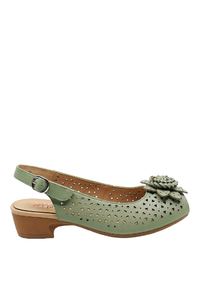 Imagine Sandale comode light green din piele naturală, cu modele geometrice OTR480016