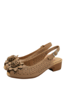 Imagine Sandale comode light brown din piele naturală, cu modele geometrice OTR460019