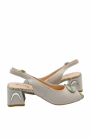 Imagine Sandale elegante bej din piele naturală, cu detalii accent FLG502