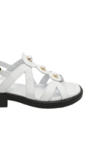 Imagine Sandale joase albe din piele naturală, cu barete și perle aplicate MIR211