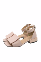 Imagine Sandale elegante cu baretă la gleznă, roz pudră din piele naturală MIR876