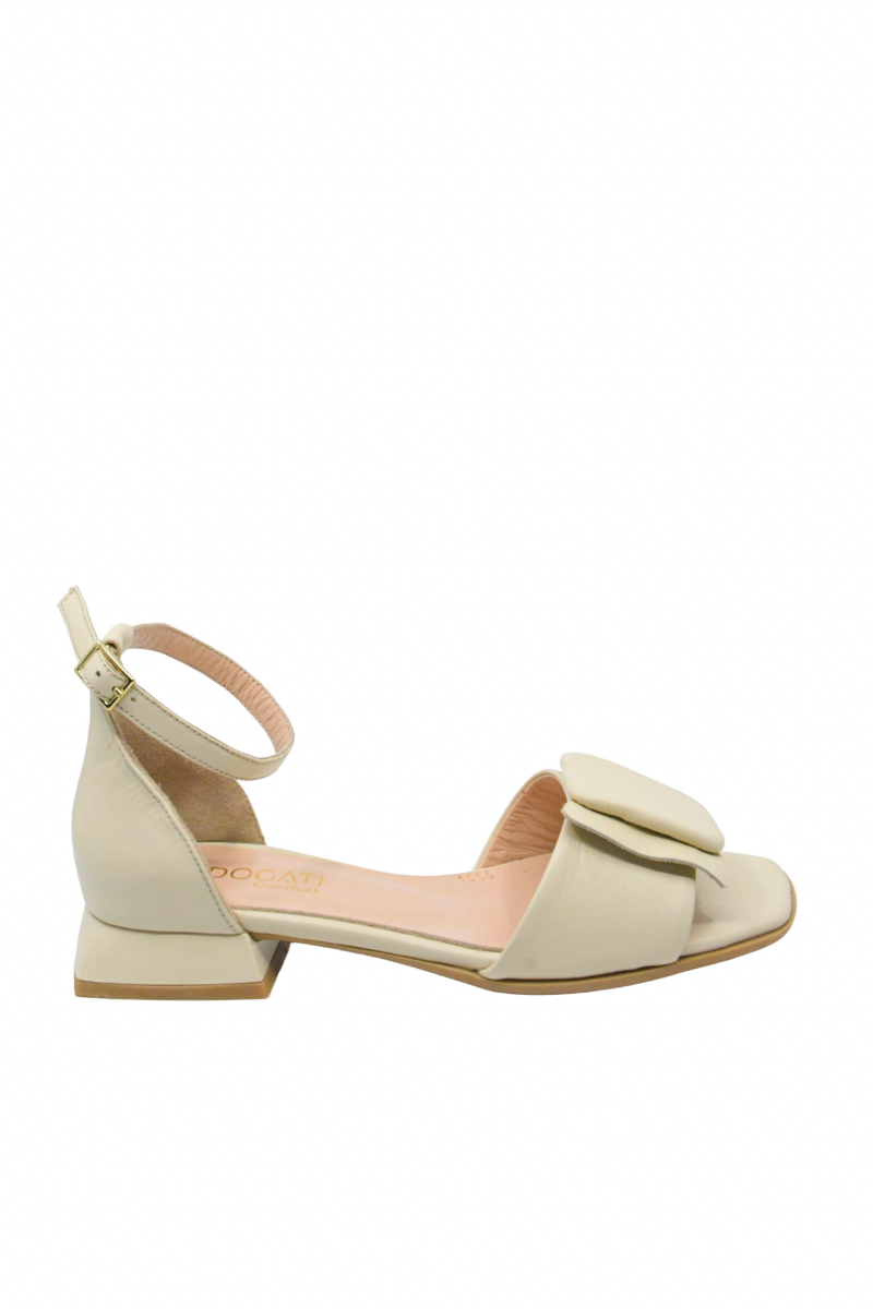 Imagine Sandale elegante cu baretă pe gleznă, bej din piele naturală MIR1555