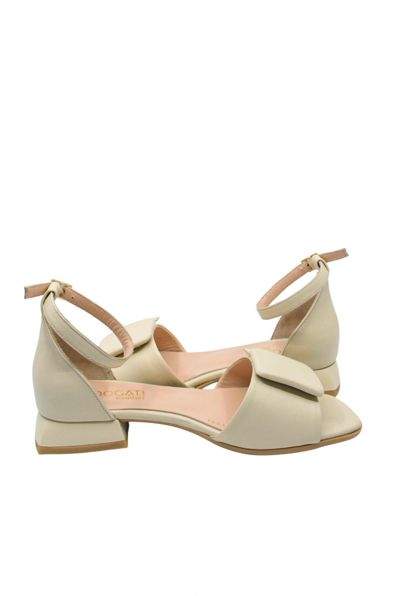 Imagine Sandale elegante cu baretă pe gleznă, bej din piele naturală MIR1555