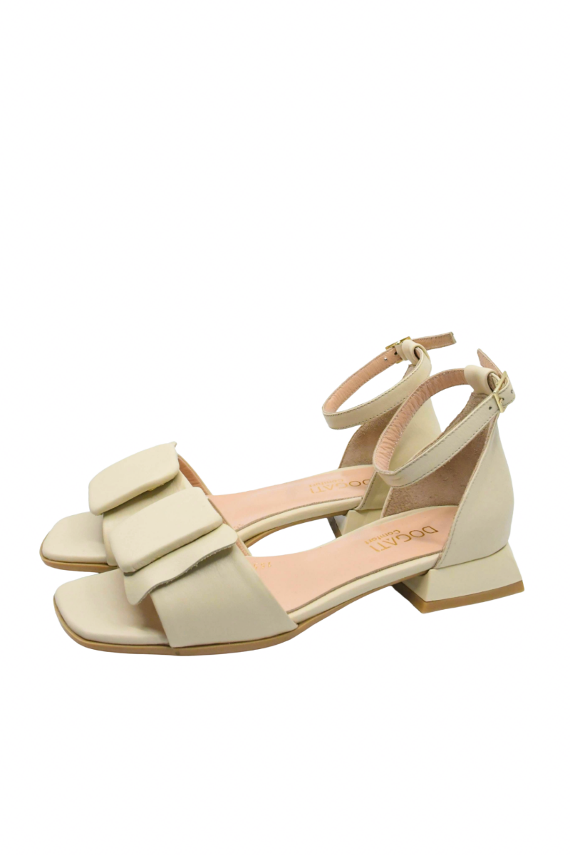 Imagine Sandale elegante cu baretă pe gleznă, bej din piele naturală MIR1555