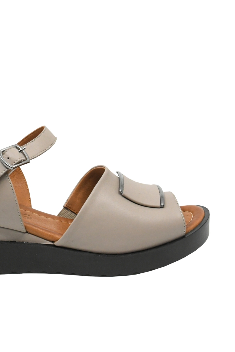Imagine Sandale casual damă cu talpa wedge, bej din piele naturală MIR375