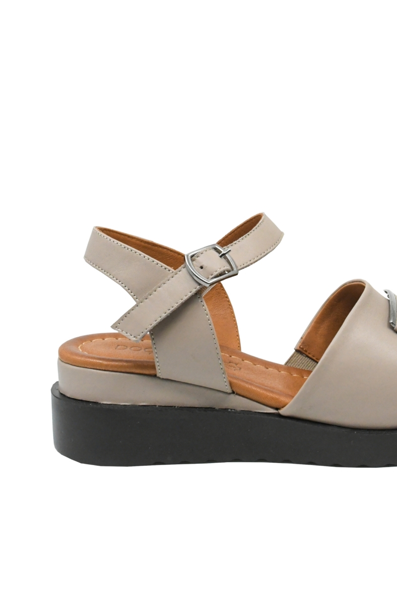 Imagine Sandale casual damă cu talpa wedge, bej din piele naturală MIR375