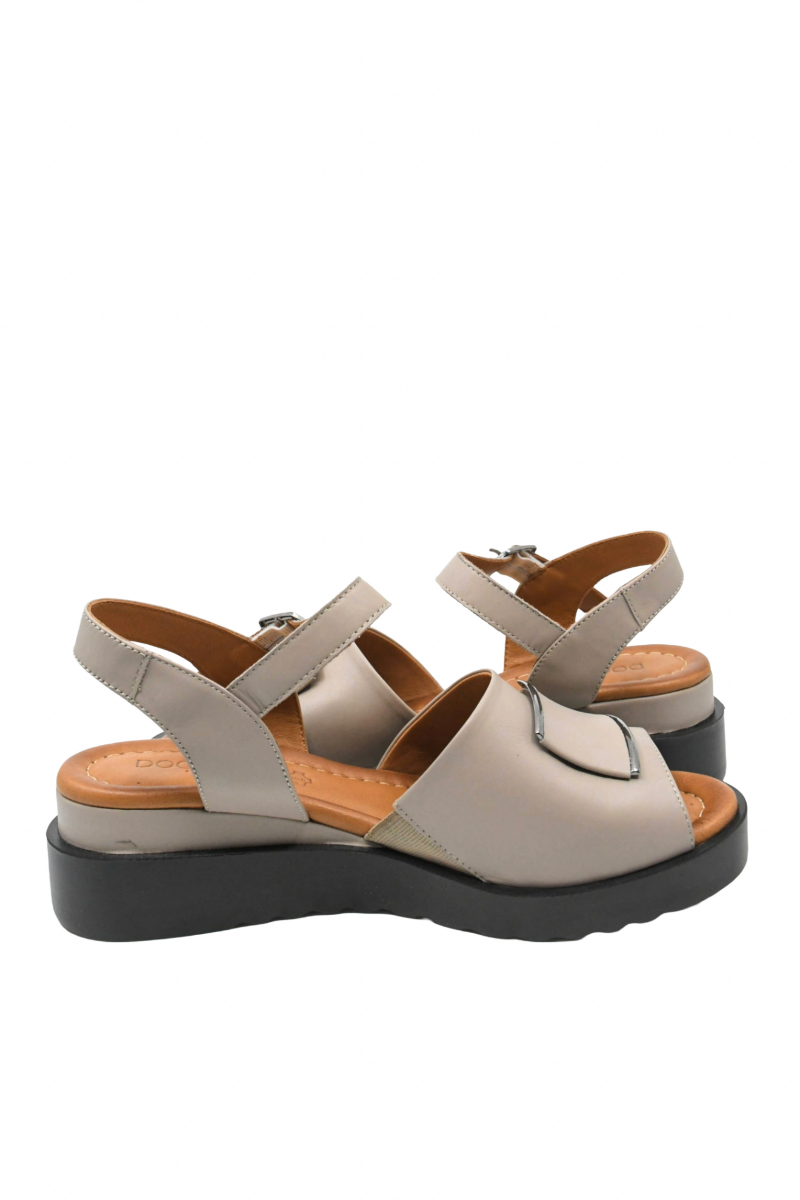 Imagine Sandale casual damă cu talpa wedge, bej din piele naturală MIR375
