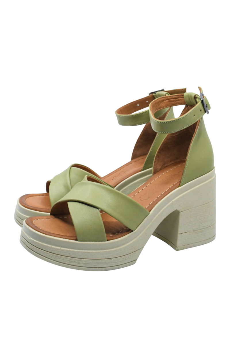 Imagine Sandale damă ultra chunky, verde iarbă, din piele naturală MIR10407