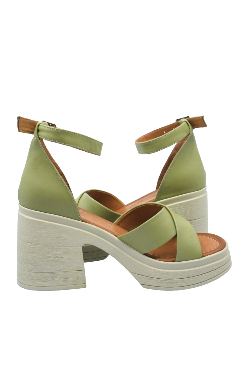 Imagine Sandale damă ultra chunky, verde iarbă, din piele naturală MIR10407