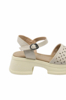 Imagine Sandale damă cu platformă crem din piele naturală FNX2565
