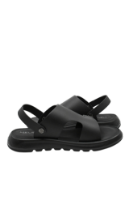 Imagine Sandale vară bărbați negre din piele naturală cu model printat FNX6807