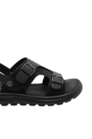 Imagine Sandale vară bărbați negre din piele naturală cu model printat FNX6807