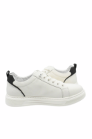 Imagine Pantofi sport albi din piele naturală cu accent negru OTR280002