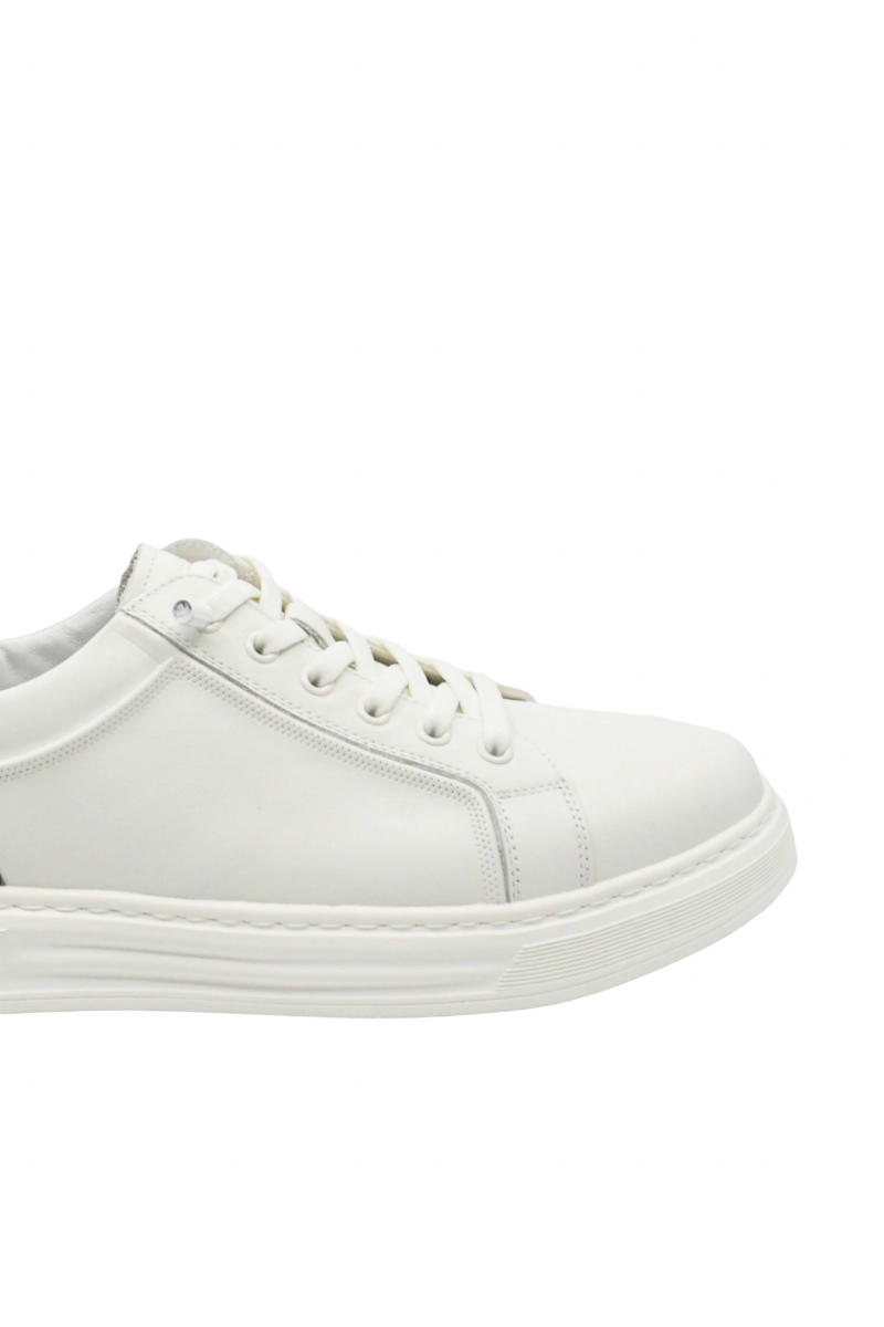 Imagine Pantofi sport albi din piele naturală cu accent negru OTR280002