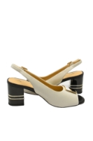 Imagine Pantofi eleganți peep-toe crem , din piele naturală GOR1474