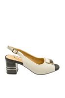 Imagine Pantofi eleganți peep-toe crem , din piele naturală GOR1474