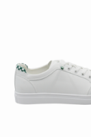 Imagine Pantofi sport albi cu detalii șah verzi, din piele naturală GOR106A+V