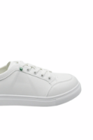 Imagine Pantofi sport albi cu detalii șah verzi, din piele naturală GOR106A+V
