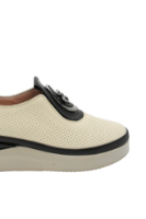 Imagine Pantofi casual wedge crem, din piele naturală cu model perforat MIR934438