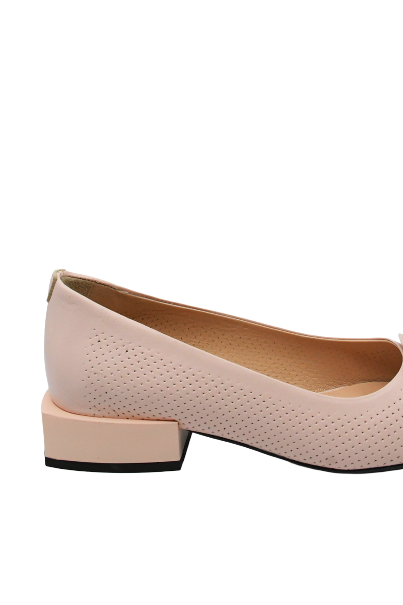 Imagine Pantofi damă eleganți roz pudră, din piele naturală cu aspect perforat MIR874